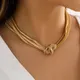 Lacteo-Collier ras du cou plat multicouche pour femme accessoires de bijoux clavicule en métal