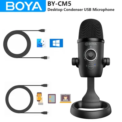 BOYA BY-CM5 USB Microphone pour les jeux Streaming Condensateur Mic pour PC Ordinateur Portable