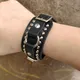 Bracelet manchette en cuir noir pour hommes et femmes bracelet punk gothique brassards en métal