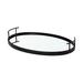 Ansel Black Metal Mirrored Bottom Oval Serving Tray - 20.1L x 14.0W x 2.9H