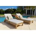 Rimini 3-Piece Teak Wood Outdoor Patio Furniture Chaise Lounge Set w/2 Chaise Lounges and Side Table