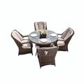 Direct Wicker Direct Wicker 5 Piece 4-Seat PE Rattan Wicker Outdoor Patio and Garden Round Dining Table Chair Set