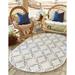 Rugs.com Outdoor Lattice Collection Rug â€“ 5 x 8 Oval Ivory Flatweave Rug Perfect For Living Rooms Large Dining Rooms Open Floorplans