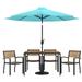 Flash Furniture Lark Series 7-Piece Steel/Aluminum Teak Patio Table and Chair Set Teal