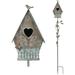 Jemeni A-Style Cottage Bird House Stakes for Outside Metal Birdhouse for Oudoor 57 H