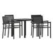 Flash Furniture Harris 5 Piece Commercial Indoor/Outdoor Table and Chairs with Black Poly Resin Slatted Backs and Seats