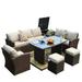 7 Piece Outdoor PE Rattan Wicker Patio Sofa Set with Wide Cabinet Brown