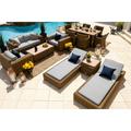 Malmo Combination Furniture for Outdoor â€“ Wicker Patio Furniture Set with Loveseat Set Six-Seat Dining Set and Chaise Lounge Set (14-Piece Full-Round Natural Wicker Polyester Light Gray)