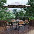 Flash Furniture Lark Series 7-Piece Steel/Aluminum Teak Patio Table and Chair Set Gray