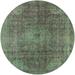 Ahgly Company Machine Washable Indoor Round Industrial Modern Dark Olive Green Area Rugs 4 Round