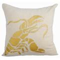 Beige Throw Pillow Covers 18x18 inch (45x45 cm) Cushion Covers Cotton Linen Pillow Covers Sea Creatures Ocean And Beach Theme Metallic Faux Leather Applique Pillows - Gold Lobster