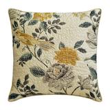 Cushion Cover Beige Grey & Mustard 24 x24 (60x60 cm) Pillowcases Linen Shabby Chic Quilted & Pearl Throw Pillows For Sofa Birds Pattern Contemporary - Shabby Chic Love