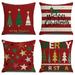 Christmas Pillow Covers 18x18 Set of 4 Red Pillow Covers Winter Rustic Linen Christmas Throw Pillows Outdoor Decorative Farmhouse Holiday Pillow Cases for Home Sofa Couch Christmas Decorations