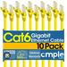 Cmple - [10 PACK] 7 Feet Cat6 Ethernet Cable 10Gbps - 550Mhz Patch Cable Cat6 Cable Internet Network Cord UTP Computer LAN Cable with RJ45 Connectors Cat 6 Wire - Yellow