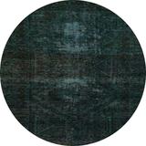 Ahgly Company Machine Washable Indoor Round Abstract Dark Slate Gray Green Area Rugs 5 Round