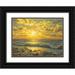 Adamov Alexey 24x19 Black Ornate Wood Framed with Double Matting Museum Art Print Titled - Sunset over the Sea with Seagulls