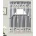 Elephant embroidery Design Kitchen Curtain with Swag and Tier Set 36 inch Grey Color