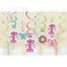 amscan Foil Swirl Decorations | 1st Birthday Girl |Flowers and Butterflies Collection 12 Pieces Multicolor