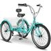 MOPHOTO Adult Tricycle 7 Speed Trike Bike Cruiser with 26 Big 3 Wheels Green-white Tricycles for Men Women Seniors