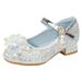 Toddler Little Kid Girls Dress Pumps Glitter Sequins Princess Flower Low Heels Party Show Dance Shoes Rhinestone Sandals Shower Slides Women