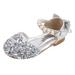 JDEFEG Girls Sandal Size 10 Princess Pumps Dance Shoes Low Heels Rhinestone Sequins Girls Glitter Dress Sandals Party Girls Sandals Sandals Girls Size 7 Pu Silver 24