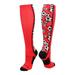 Crazy Soccer Socks with Soccer Balls over the calf (Red/Black Small)