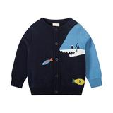 JDEFEG Toddler Button Sweater Kids Toddler Baby Boys Autumn Winter Cotton Long Sleeve Shark Fish Cardigan Coat Clothes Sweater Pullover Big Boys Zip Sweater Cotton A 110