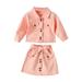 Thanksgiving Dresses for Girls Toddler Kids Baby Girls Long Sleeve Jacket Coat T Shirt Tops Bow Button Skirts 2PCS Outfits Clothes Set Baby Girl 9 Month