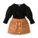 Jdefeg Baby Girl Clothes 6-12 Months Kids Baby Girls Long Bubble Sleeve Ribbed Solid Sweater Tops Blouse Patchwork Skirt Outfit Clothes Set 2Pcs Baby Girl Clothes Arrival Spandex Black 18M
