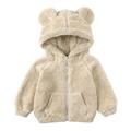 Fesfesfes Winter Fleece Coat for Boys and Girls Velvet Hoodie Jacket Children s Warm Zipper Jacket Hooded Faux-Wool Outerwear Sale on Clearance