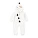 Toddler Baby Kids Boy Girl Fall Winter Romper Snowman Bodysuit Zipper Hooded Jumpsuit Fuzzy Christmas Coverall Playsuit