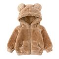 Fesfesfes Winter Fleece Coat for Boys and Girls Velvet Hoodie Jacket Children s Warm Zipper Jacket Hooded Faux-Wool Outerwear Sale Clearance