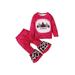 TheFound Toddler Baby Girl 2Pcs Christmas Clothes Merry Christmas Letter Pullover Tops + Leopard Bell Botton Pants Set