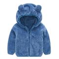 Fesfesfes Toddler Baby Fleece Jacket Boys and Girls Solid Color Plush Jacket Cute Bear Ears Winter Warm Hoodie Thick Coat Jacket Clearance