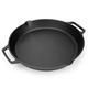 onlyfire Cast Iron Pan Serving Pan Frying Pan Casserole 13.8 inch Pre-Seasoned BBQ Grill Pan for Gas Grill, Charcoal Grill Frying Pan, Pizza Pan, Oven Plate