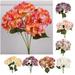 Walbest 16.93 Simulation 5-heads French Hydrangea Bouquet Artificial Flower Realistic Looking Faux Silk Flower Vivid Fake Hydrangea Ornament Photography Prop 1Pc