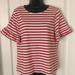 J. Crew Tops | J Crew Black Label Ruffle Sleeve Tee Shirt Red White Stripe Relaxed Fit Medium M | Color: Red/White | Size: M