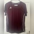 Adidas Tops | Adidas Athletic T-Shirt Activewear Burgundy Size Xl | Color: Red/White | Size: Xl