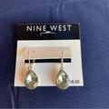 Nine West Jewelry | Nine West Green Stone Teardrop Earring | Color: Silver | Size: Os