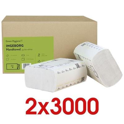Green Hygiene 2x CO₂-neutrale Recycling- Falthandtücher »Ingeborg« I-Falz 6000 Stück gesamt weiß, 21 cm