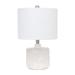 19 Floral Textured Eyelet Pattern Contemporary Bohemian Ceramic Endtable Bedside Table Desk Lamp With White Fabric