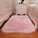 Yannee Luxury Artificial Wool Sheepskin Fur Carpet Ultra Soft Fluffy Rugs Area Rug for Bedroom Bedside Living Room Carpet Nursery Washable Floor Pink