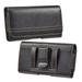 Luxmo Belt Holster Case for iPhone 12 Pro Max - Horizontal PU Leather Stitching Magnetic Phone Carrying Pouch - Black