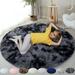 Soft Round Fluffy Bedroom Rugs Fuzzy Circle Area Rug for Playing Reading Room Kids Room Carpets Shaggy Rugs 48.03x48.03 inches Black