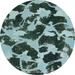 Ahgly Company Machine Washable Indoor Round Abstract Dark Slate Gray Green Area Rugs 7 Round