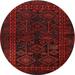 Ahgly Company Machine Washable Indoor Round Traditional Charcoal Black Area Rugs 3 Round