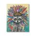 Stupell Industries Bold Tribal Raccoon Mixed Ephemera Collage Painting Painting Gallery Wrapped Canvas Print Wall Art Design by Lisa Morales