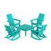 WestinTrends Ashore 5 Piece Patio Rocking Chair Set All Weather Poly Lumber Adirondack Rocker Conversation Set Porch Patio Chairs Set of 4 with Low Coffee Table Turquoise