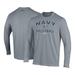 Men's Under Armour Gray Navy Midshipmen Volleyball Arch Over Performance Long Sleeve T-Shirt