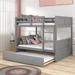 Ethelee Full over Full Solid Wood Standard Bunk Bed w/ Trundle by Harriet Bee Wood in Brown/Gray | 59.9 H x 57 W x 79.5 D in | Wayfair